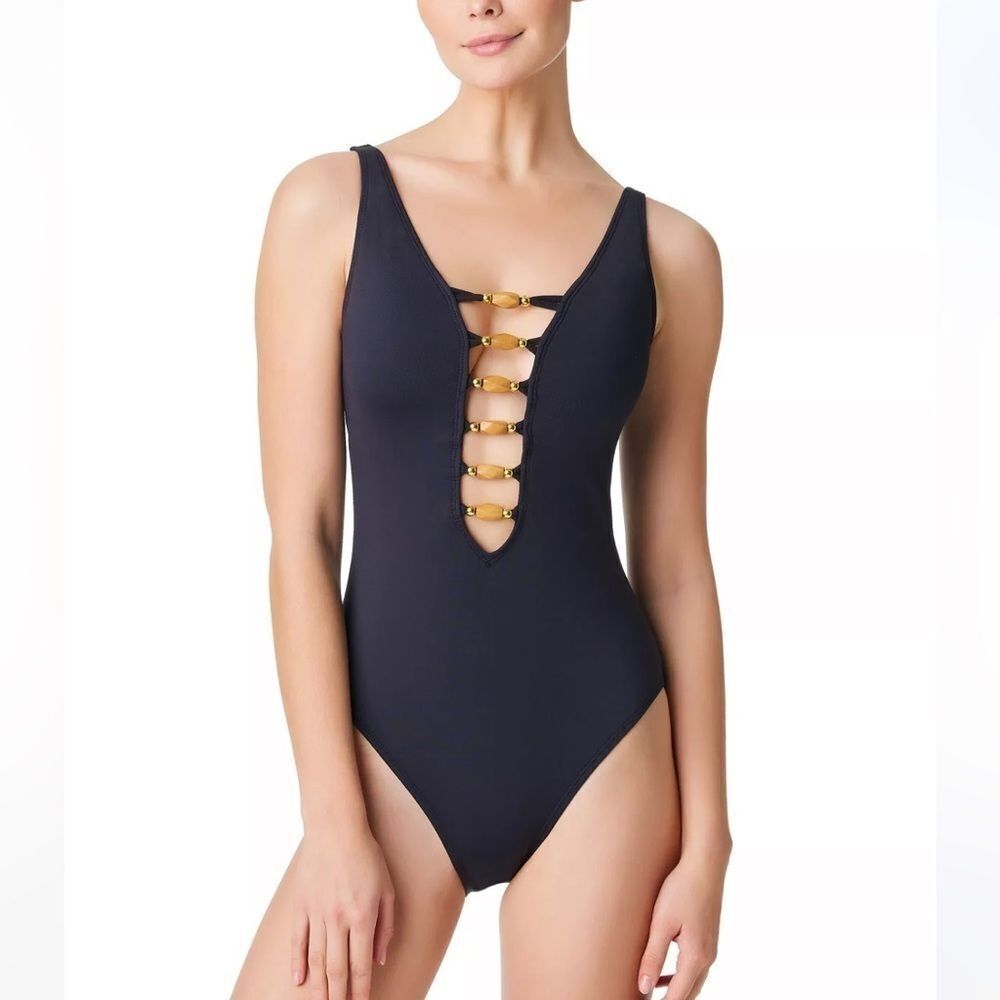 Bleu by Rod‎ Beattie Women's swim Kore Lace-Up One Piece swimming suit, swimwear